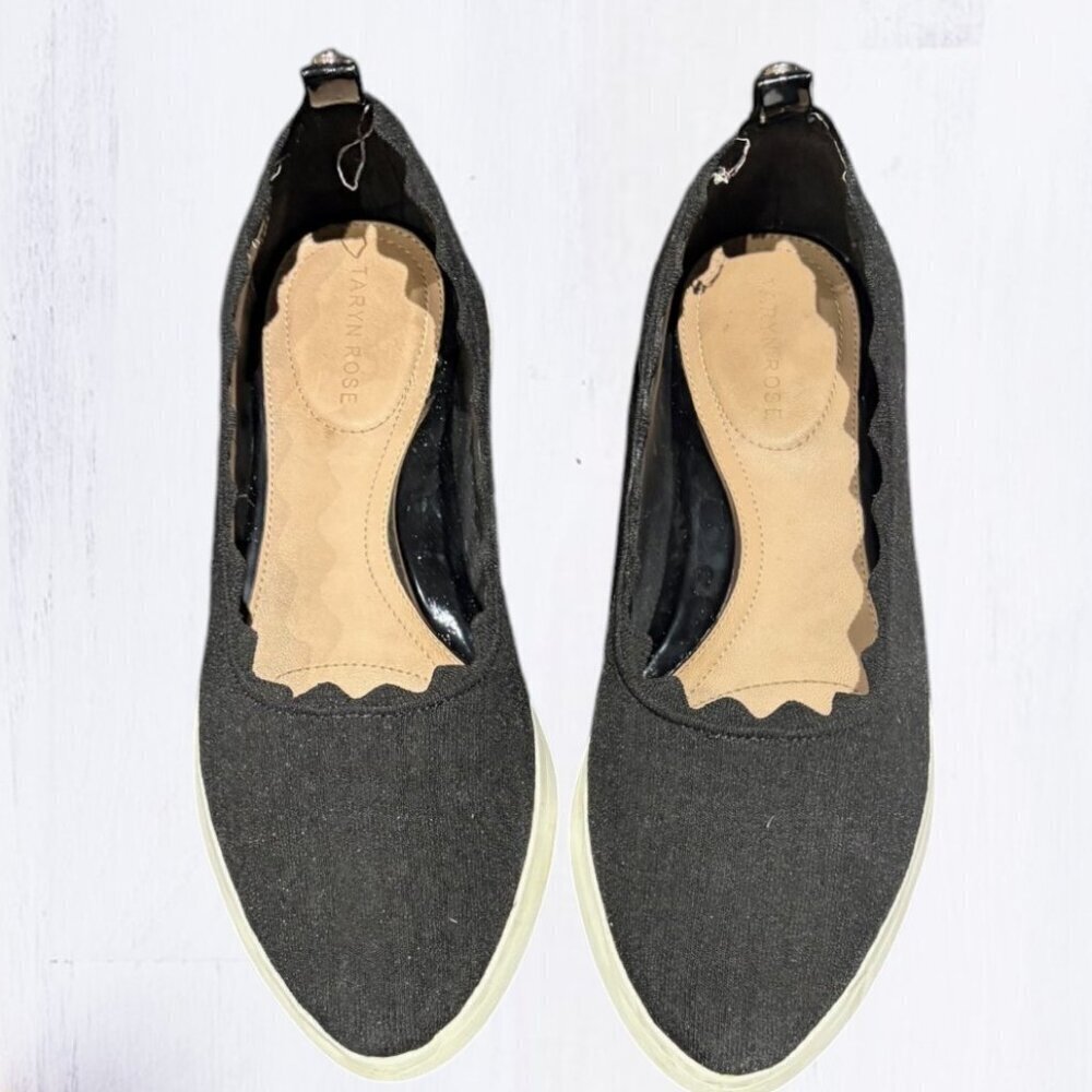 Taryn Rose Dasha Knit Slip-On Ballet Flats Black/White Size 9